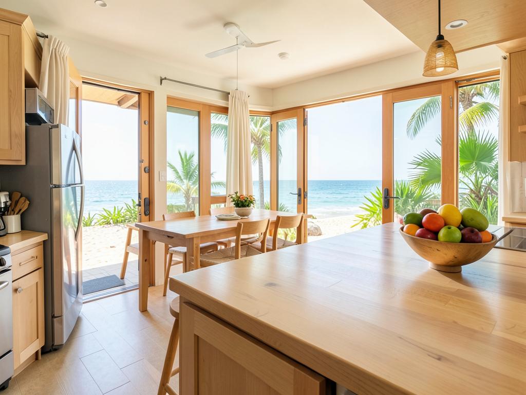 Cocina y comedor de Ocean Melody 1 con vista al mar